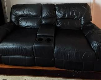 Black leather reclining