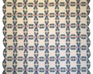 Vintage Double Wedding Ring Quilt 86x92