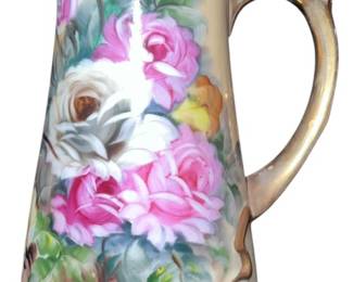 Antique HandPainted Rose Pitcher Vase
