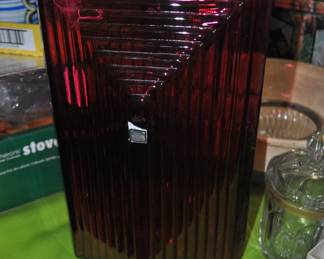 One of 2 Cranberry Pilgrim Glass