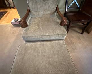 Hickory brand armchair with footstool