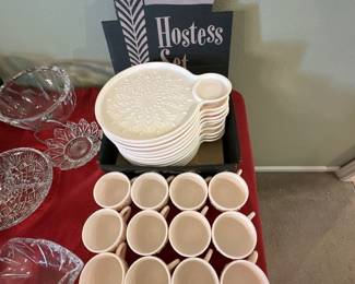 Shell Pink Milk Glass Hostess Set