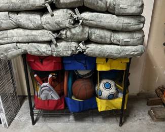 Lawn chair cushions & sports equipment