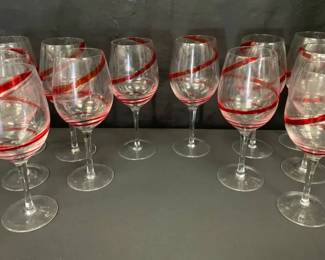 CT351Red Swirl Wine Glasses