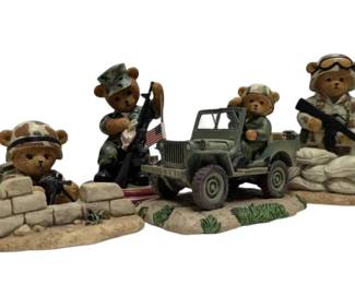 Four Faithful Fuzzies Military Bears Hamilton Collection