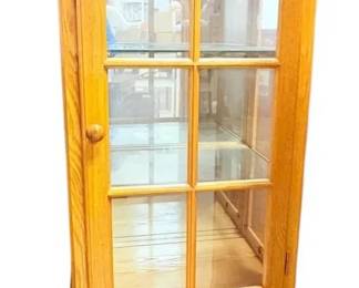 Oak And Glass Lighted Curio Cabinet 57tall