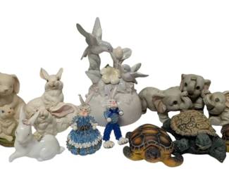 Bunnies, Elephants, Turtles Figurines