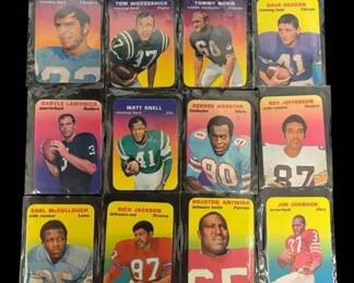Twelve 1970 Topps Glossy Football Cards Inserts