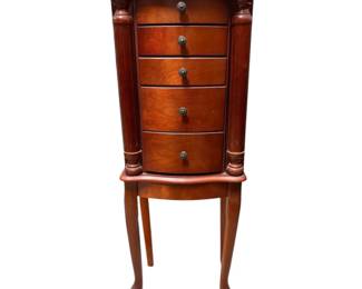 Cherry Stained Wooden Jewelry Armoire 35 Tall