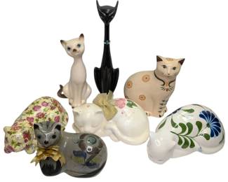 Ceramic And Porcelain Cat Figurines