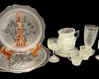 Iris Pattern Clear Depression Glass