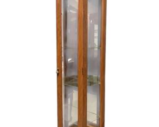Lighted Wooden Curio Cabinet With Glass Shelves 70 Tall