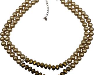 Faux Pearl Crystal Necklace 16