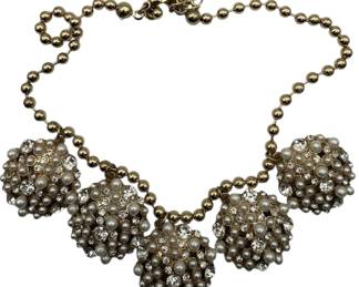 Costume Faux Pearl Crystal Necklace