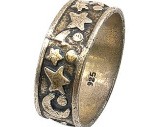stars and moon silver ring