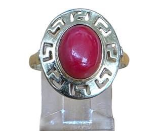 red jade gold ring