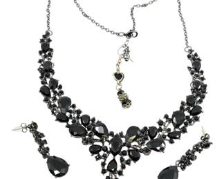 black crystals necklace and earrings set