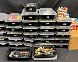 100 Assorted Vintage Audio Tubes Tools Parts 2 Metal Utility Cabinets Milliamp Gauge