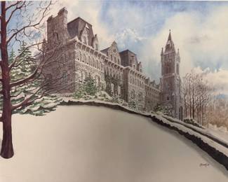 Set of Three Thomas E. Kennedy Art Reprints Pennsylvania Hall, Packer Hall, Bertrand Library