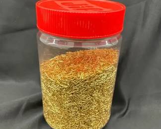 Jar of Subminiature Pin Contacts Tube Socket Pins likely goldplate