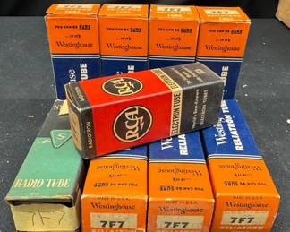 9 Vintage 7F7 Vacuum Tubes RCA and Westinghouse