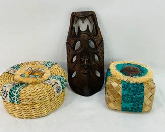 Woven Baskets & Wooden Mask