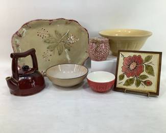 Handcrafted Clay Platter, Teapot on Trivet, & More