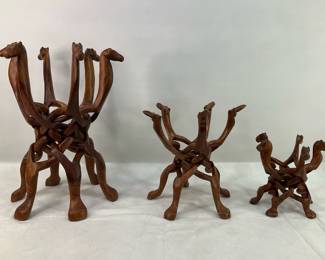Wood-Carved Camel Stands