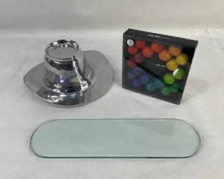 Playable ART Ball, Peltrina Sand Casted Art Cookware & Glass Shelf