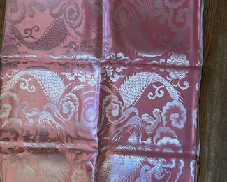 Silk brocade Japanese coverlet with two matching pillowcases