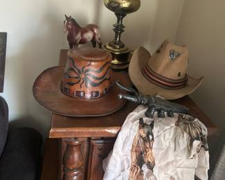 Leather stamped cowboy hat