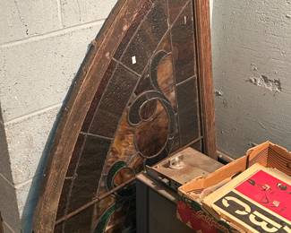 Stained glass in partial frame and more loose pieces