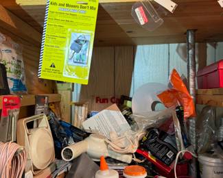 basement tool room straight at the bottom of the stairs.