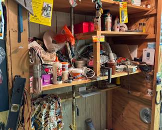 basement tool room straight at the bottom of the stairs.