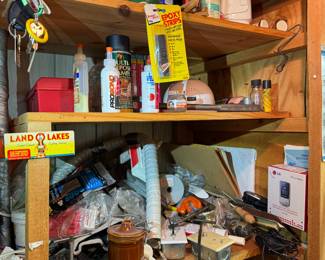 basement tool room straight at the bottom of the stairs.