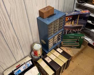 basement tool room straight at the bottom of the stairs.