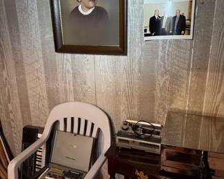 basement room to the right of the basement stairs.