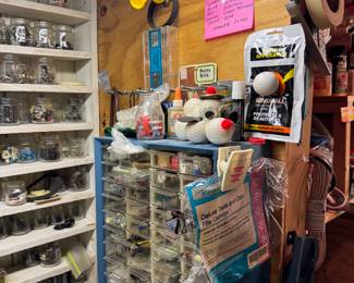 basement tool room straight at the bottom of the stairs.