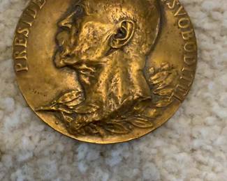 1937 Tomas Masaryk “Osvoboditel” Bronze Medal – Otakar Spaniel – Czechoslovakia – 76mm