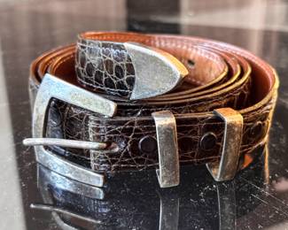 Genuine Crocodile Belt With Sterling Silver Buckle 