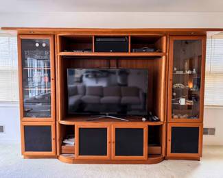 Mid-Century Modern Entertainment Center – 112” W × 78” H × 19” D
