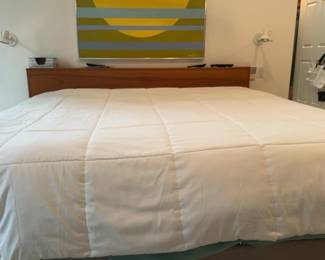 Custom Mid-Century Modern King Bed Frame With Two Tempur-Ergo Grand Twin Mattresses