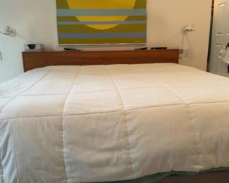 Custom Mid-Century Modern King Bed Frame With Two Tempur-Ergo Grand Twin Mattresses