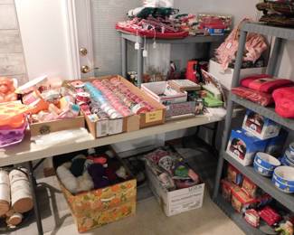 Knitting items. Christmas ribbon.