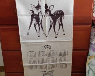 Mint vintage cloth calendar, 1976