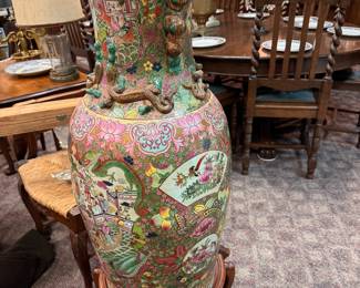 Second of Pair Palace Size Famille Rose Urns