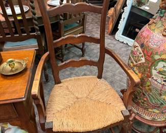 High Back Antique Rush Bottom Arm Chair