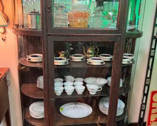 Curved Glass Oak China Cabinet