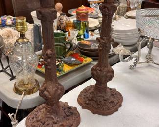Pair Cast Iron Candlesticks