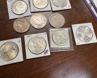 Silver Morgan and Peace Dollars